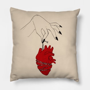 Heart hanging by the hand Pillow