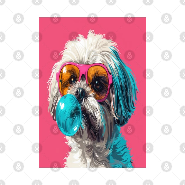 Pop Art Pooch: A Shaggy Dog's Bubble Gum Fun by TooplesArt