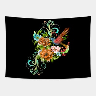 Wonderful elegant flowers with bird Tapestry