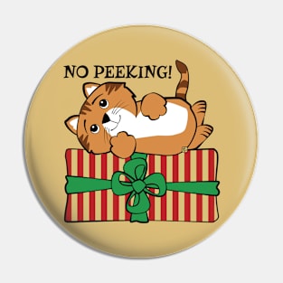 No Peeking Christmas Cat Pin