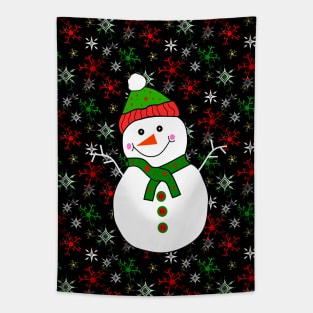 SNOWFLAKES And Snowman Christmas Tapestry