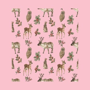 Digital pattern forest animals watercolor aquarelle. T-Shirt