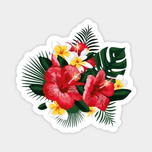 Tropical Flowers. Hibiscus and Plumeria Magnet