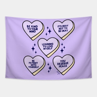 Mental Health Candy Hearts Tapestry