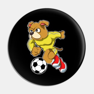 Dog as Soccer player with Soccer ball Pin