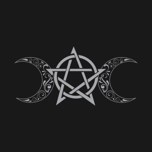 Pentacle and Moon in Grey T-Shirt