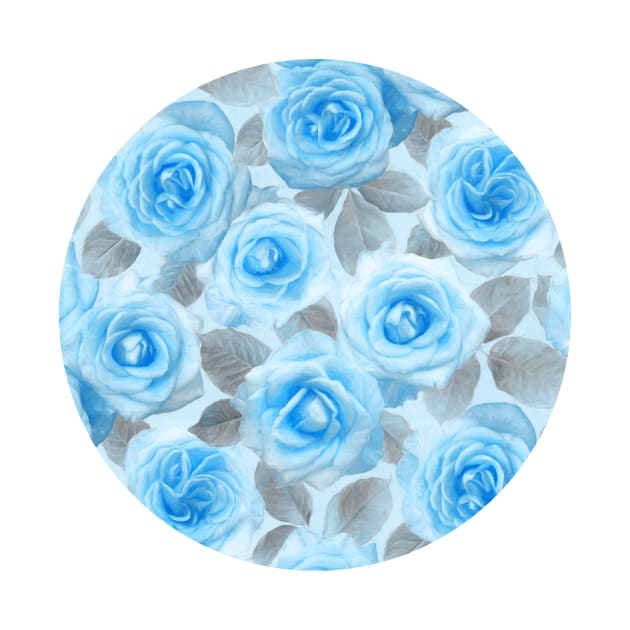 Painted Roses in Blue & Grey by micklyn