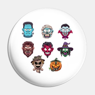 Halloween Faces Sticker Pack Pin