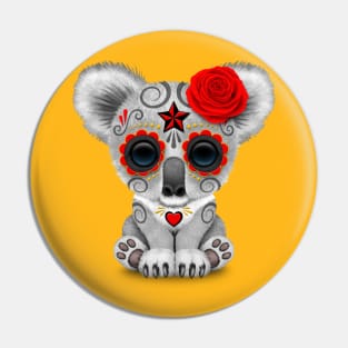 Red Day of the Dead Sugar Skull Baby Koala Pin