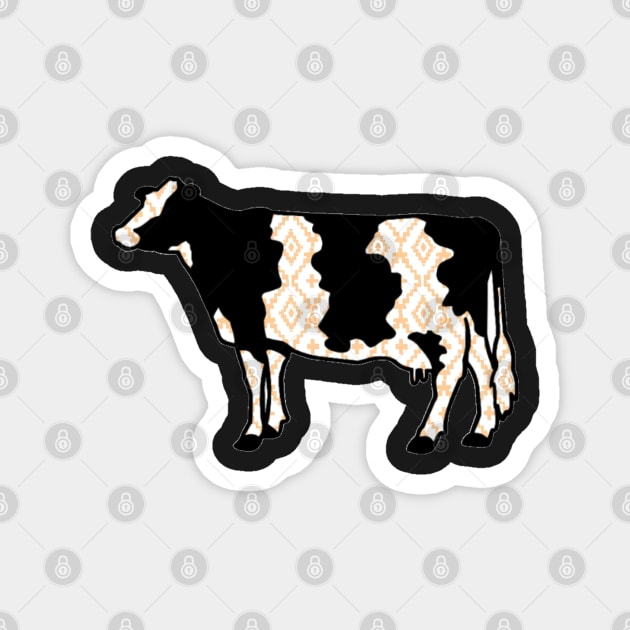 Rustic Yellow Aztec Dairy Cow Silhouette  - NOT FOR RESALE WITHOUT PERMISSION Magnet by l-oh