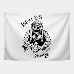 Bombs Away WW2 Skull Pilot Bomber Skeleton Tapestry