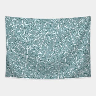 Textured Bamboo Forest in Teal Blue Tapestry