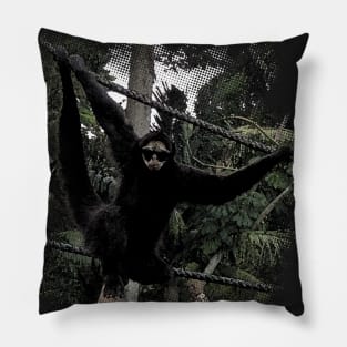 Crazy Funny Monkey Illustration Pillow