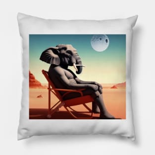 Elephant Relaxing On Mars Pillow