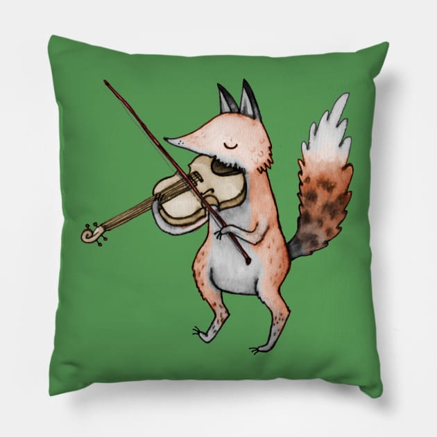 Left-Handed Violin Fox Pillow by Sophie Corrigan