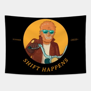 Shift Happens Biker Werewolf Tapestry