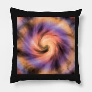 Peachy, pink, purple, and black tie dye effect Pillow