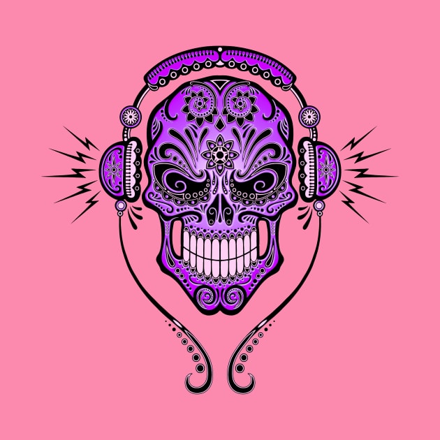 Purple DJ Sugar Skull by jeffbartels