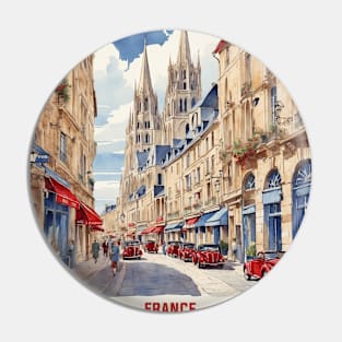 Caen France Vintage Travel Poster Tourism Pin