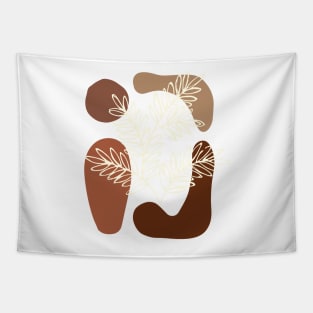 Minimal Modern  Abstract Shapes White leaves Warm Tones  Design Tapestry