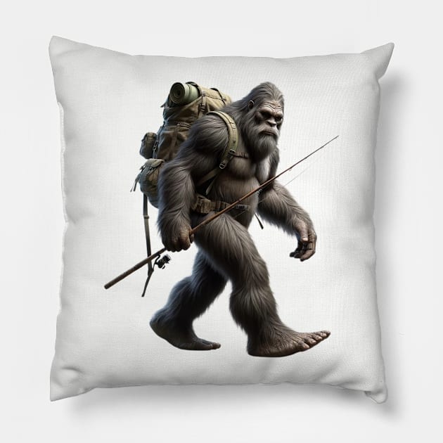 Fishing Shirt Fishing Gift for Dad Fishing Tshirt Fisherman Gift Men's Fishing Shirt Fathers Day Gift Bigfoot Pillow by HoosierDaddy