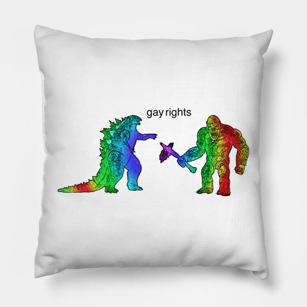 Godzilla King Kong Gay rights Pillow by ThatGoodShirt