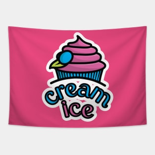 Summer Ice Cream Cup Sticker vector illustration. Summer food and ice cream object icon concept. Ice cream paper cup sticker vector design with shadow. Tapestry