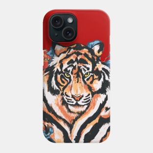 Tiger with Poppies Red by Cindy Rose Studio Phone Case