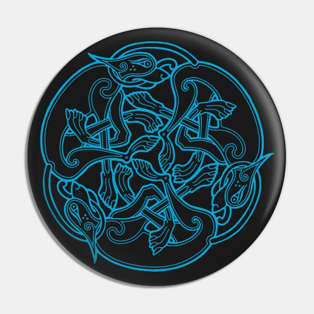 Celtic Chasing Dogs - blue Pin by Dysis23A