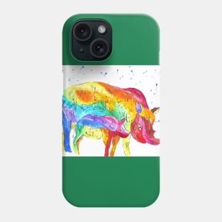 Colourful Mother and Baby Rhino Phone Case