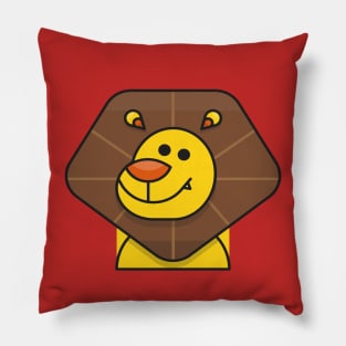 Lion Head Cartoon Illustration Pillow