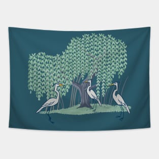 Herons and Weeping Willow Tapestry