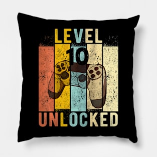 Kids 10th Birthday Level 10 Unlocked Video Gamer Pillow