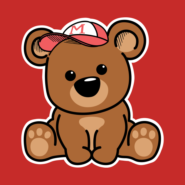 Cute Bear with Cap - Cute Bear - T-Shirt | TeePublic