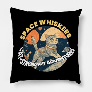 Space Whiskers: Cat-stronaut Adventures Pillow