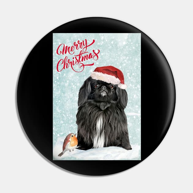 Blacl Pekingese Merry Christmas Santa Dog Pin by Puppy Eyes