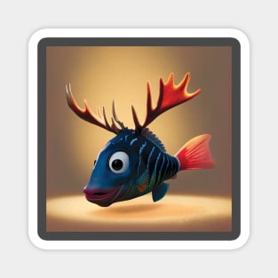 Cute Fantasy Fish with Antlers Magnet