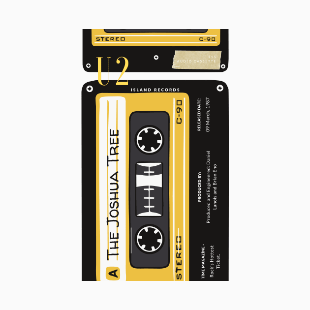 Yellow Black U2 Cassette Tape - Great Gift For U2 Lovers - Music Lovers Gift - Gift For Music Teacher by waltzart