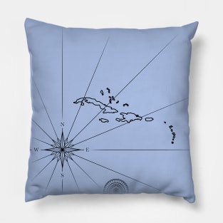 Compass rose and sea map Pillow