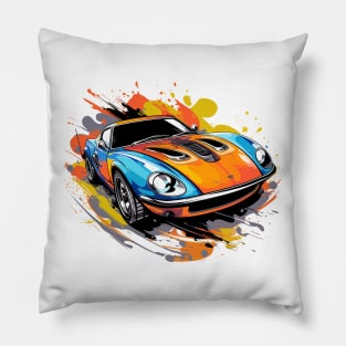 Sports Car Cartoon Illustration Pillow