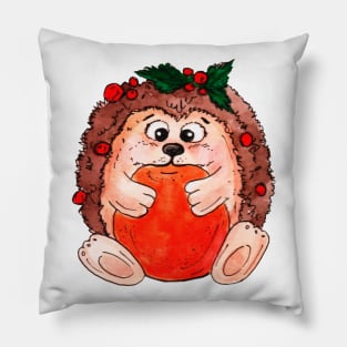 Hedgehog loves mandarin Pillow