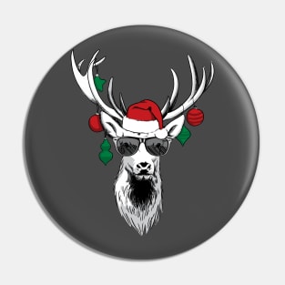 Cool Reindeer with Sunglasses Funny Christmas Design Pin