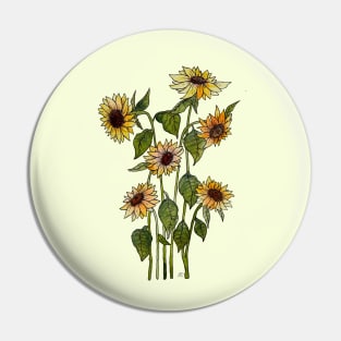 Sunflowers Watercolour Pin