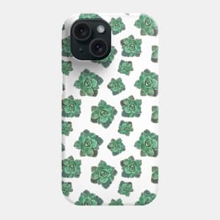 Succulent Pattern on White Background Phone Case