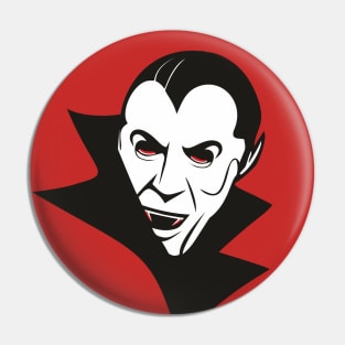 Dracula, menacing black and white illustration with red details Pin