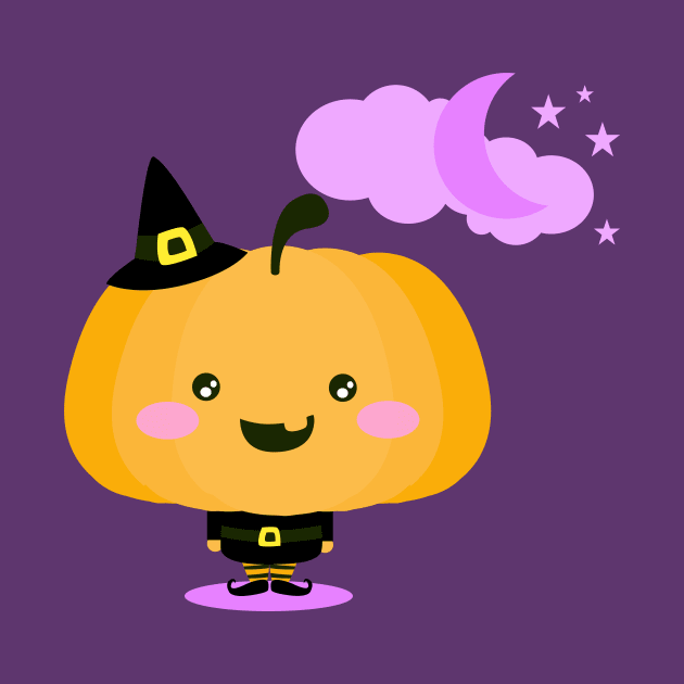Halloween pumpkin in witch costume by EuGeniaArt