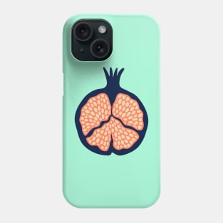 POMEGRANATE Fresh Plump Ripe Tropical Fruit in Dark Blue with Orange Seeds - UnBlink Studio by Jackie Tahara Phone Case