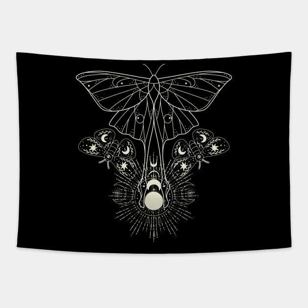 Moon Phases Butterfly Magic Festival Tapestry by The Dream Team