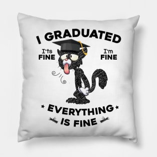 I Graduated Graduate Class 2023 Funny Black Cat Graduation Pillow