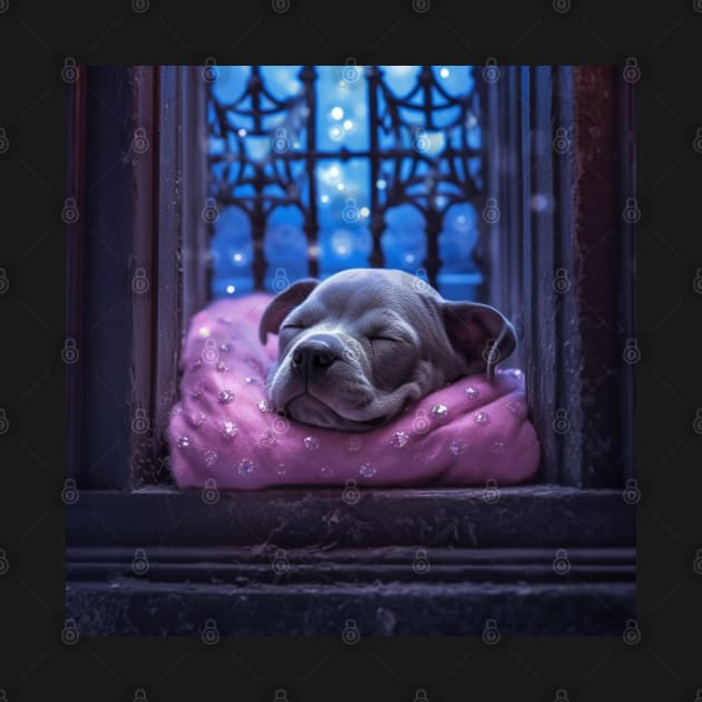 Sleeping beauty Staffy puppy by Enchanted Reverie